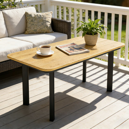 Outdoor Coffee Table, Garden Table with Slatted WPC Top, Brown