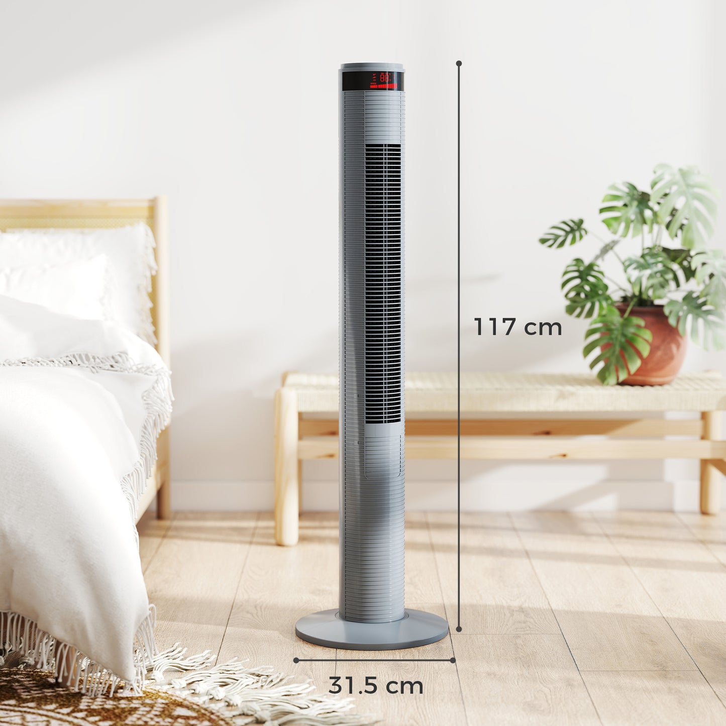 Oscillating Tower Fan Remote Control 3 Speed Modes Cooling Machine