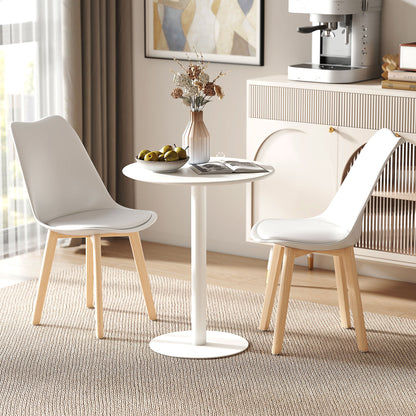 Dining Table, 60 cm Round Kitchen Table for 2 with Steel Base, White