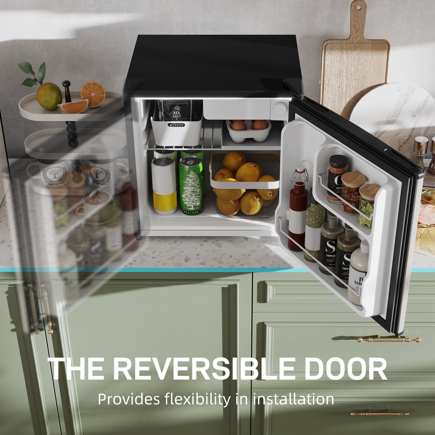 46L Counter Top Fridge with Chiller Box Mini Fridge for Bedrooms Silver