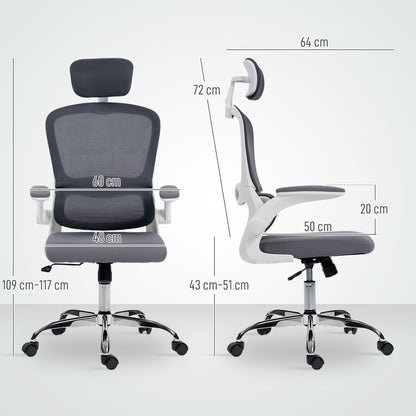 High Back Mesh Computer Desk Chair with Lumbar Support, Charcoal Grey