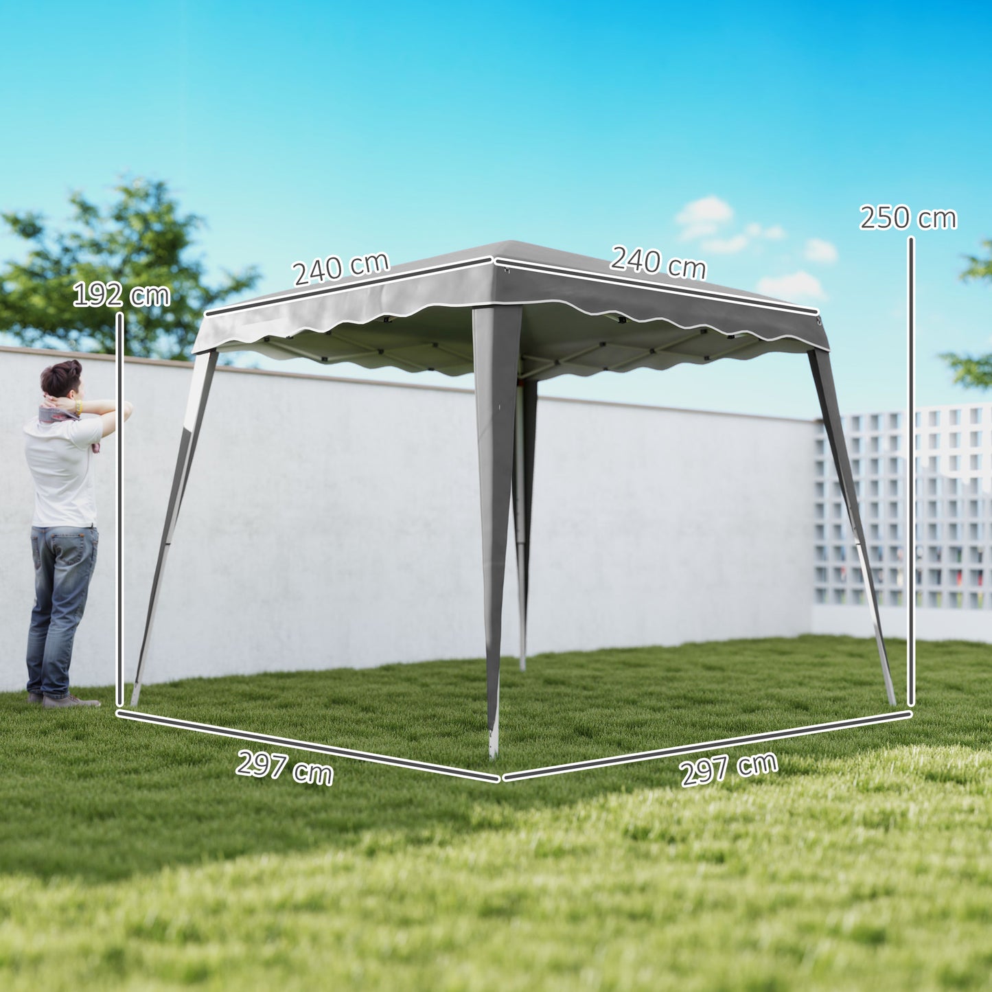 Garden Pop up Gazebo Tent Party Water-resistant 2.5 x 2.5M Grey