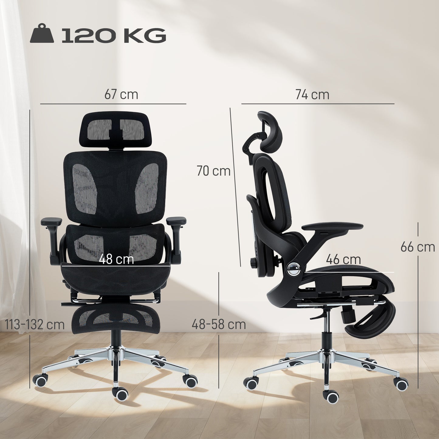 Ergonomic Office Chair, Mesh Desk Chair with Lumbar Support, Footrest