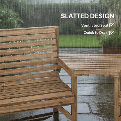 Wood Garden Furniture Set w/ Parasol Hole, Detachable Table, Natural