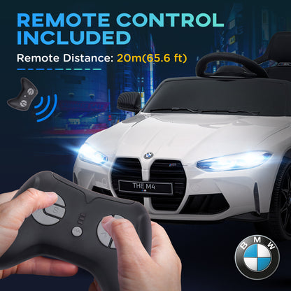 12V BMW M4 Licensed Kids Electric Car w/ Remote, Suspension, White