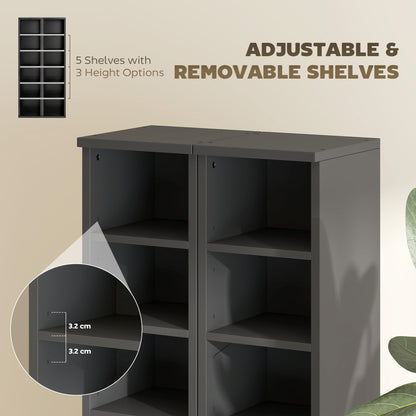 Set of 2 CD Storage Units DVD Shelf with Adjustable Shelves, Black