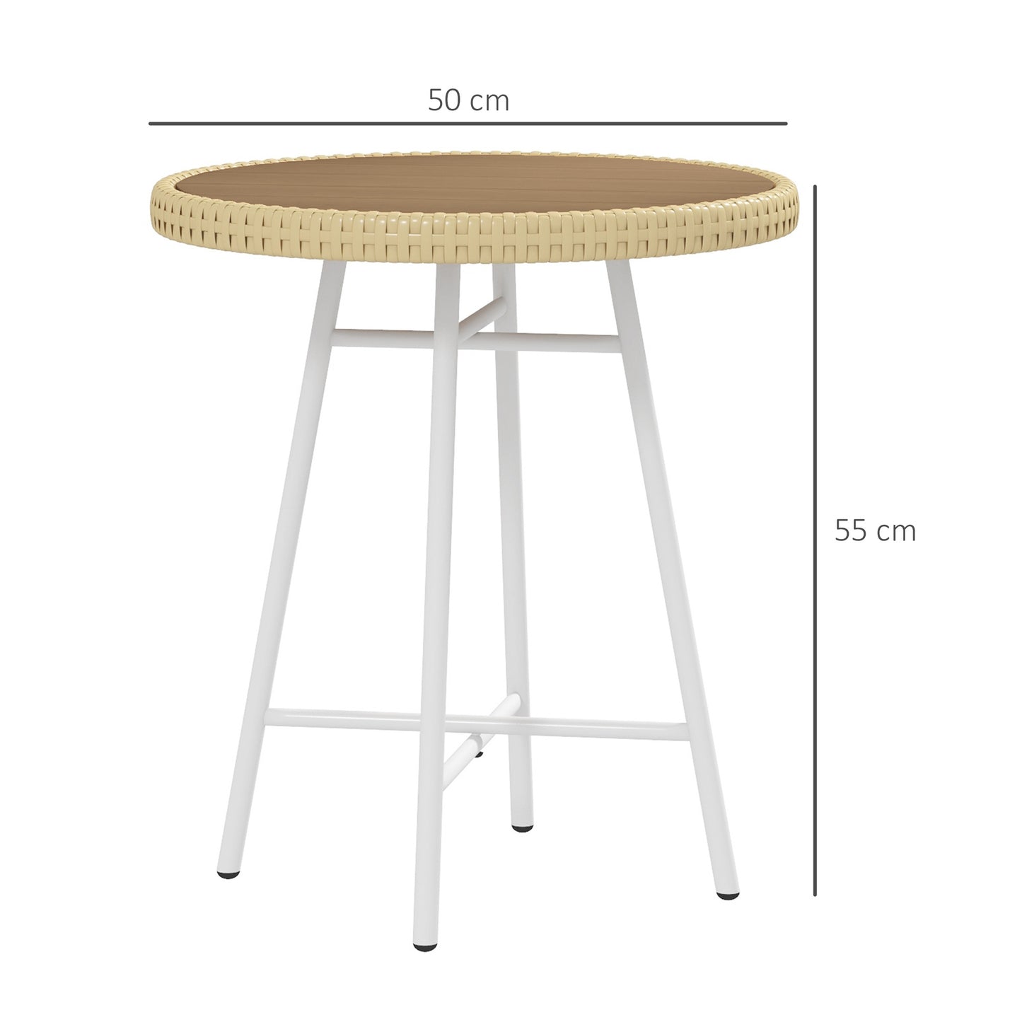 PE Rattan Side Table Natural Wood Finish