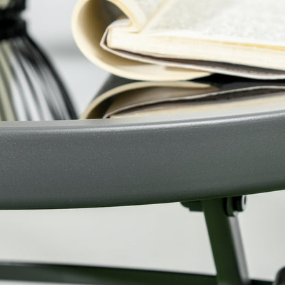 Patio Bistro Set Folding Chairs & Coffee Table for Balcony, Dark Grey