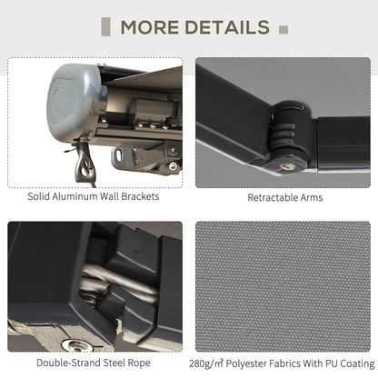 DIY Retractable Canopy with Remote Controller for Patio, Grey