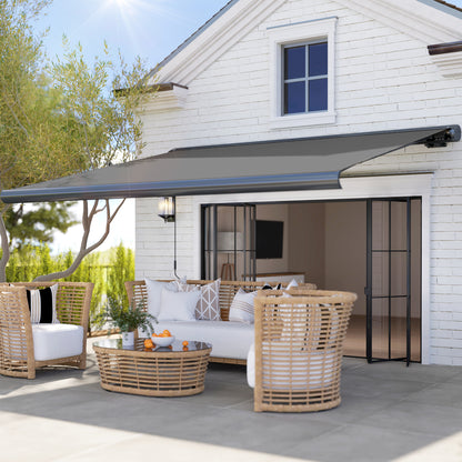 DIY Retractable Canopy with Remote Controller for Patio, Grey
