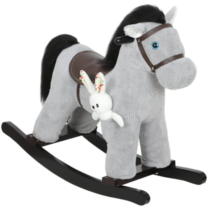 Baby Rocking Horse, Toddler Animal Rocker for Kids Aged 2-5, Grey