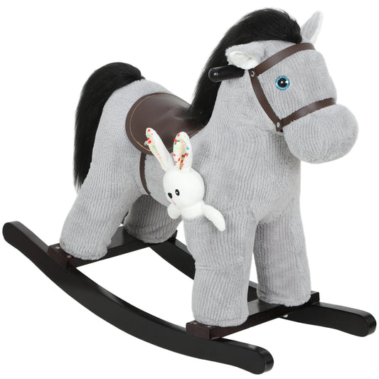 Baby Rocking Horse, Toddler Animal Rocker for Kids Aged 2-5, Grey
