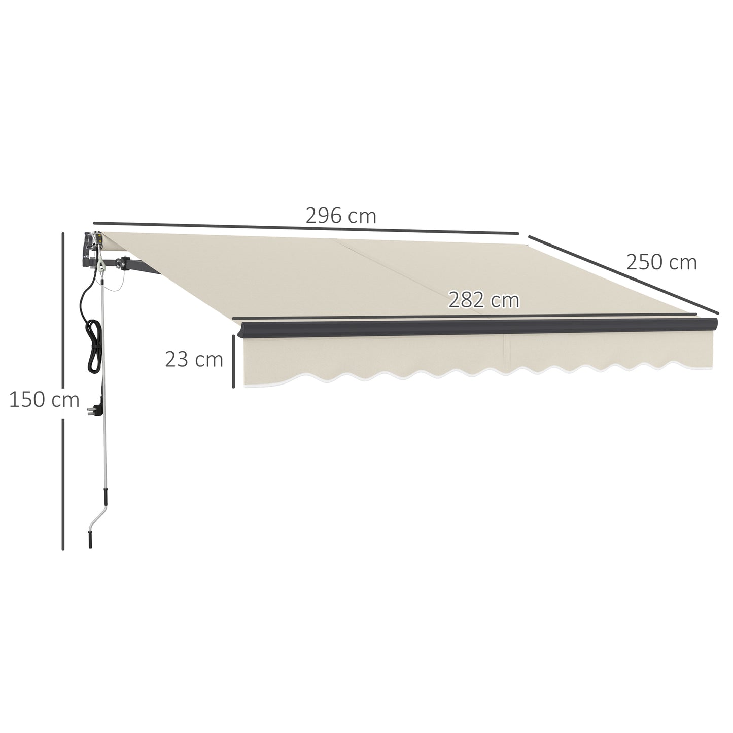 3 x 2.5m Electric Retractable Awning w/ Aluminium Frame Beige