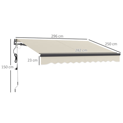 3 x 2.5m Electric Retractable Awning w/ Aluminium Frame Beige