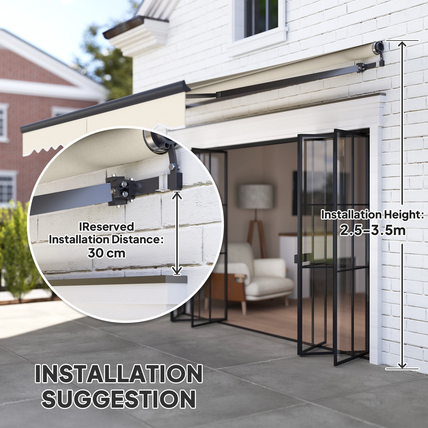 3 x 2.5m Electric Retractable Awning w/ Aluminium Frame Beige