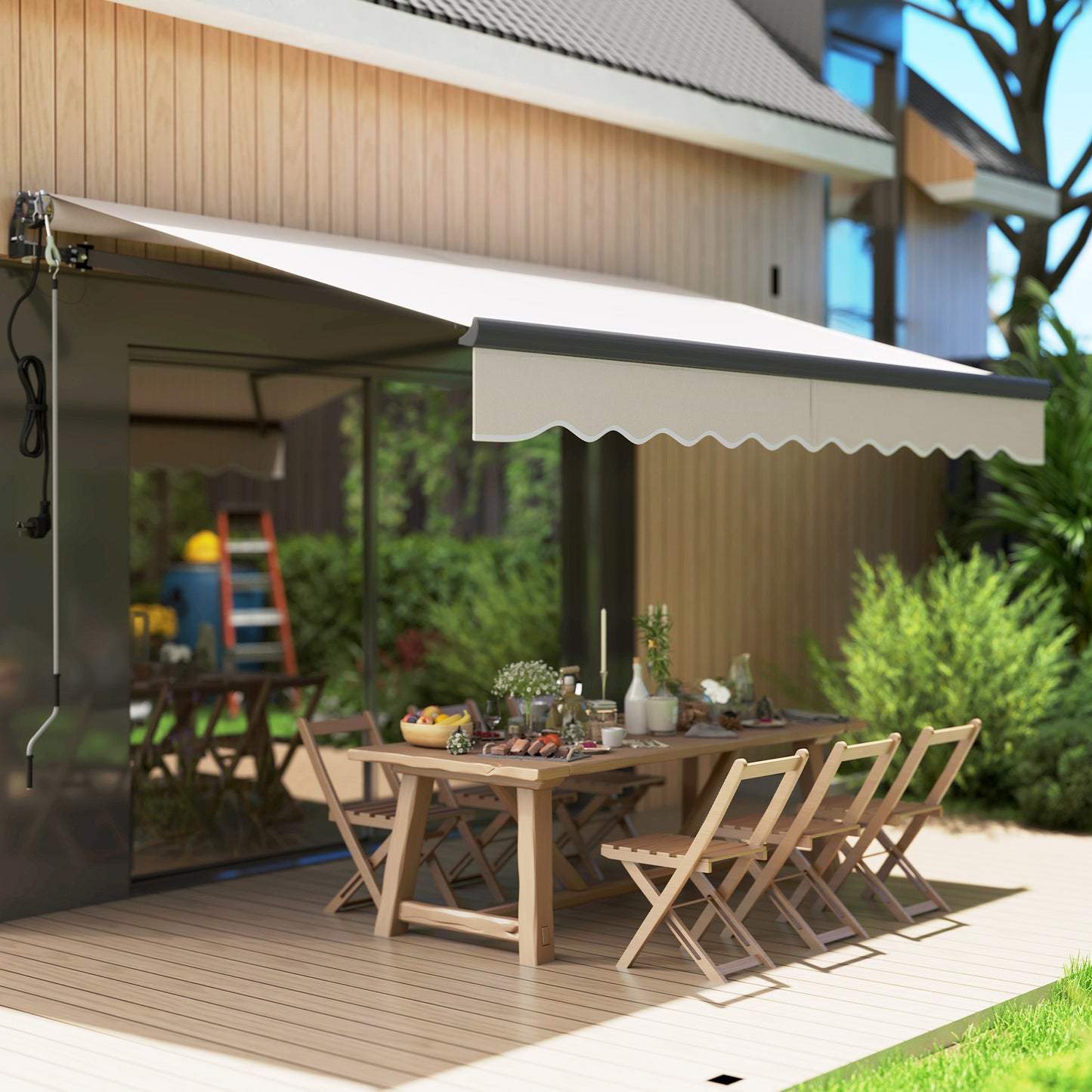 3 x 2.5m Electric Retractable Awning w/ Aluminium Frame Beige