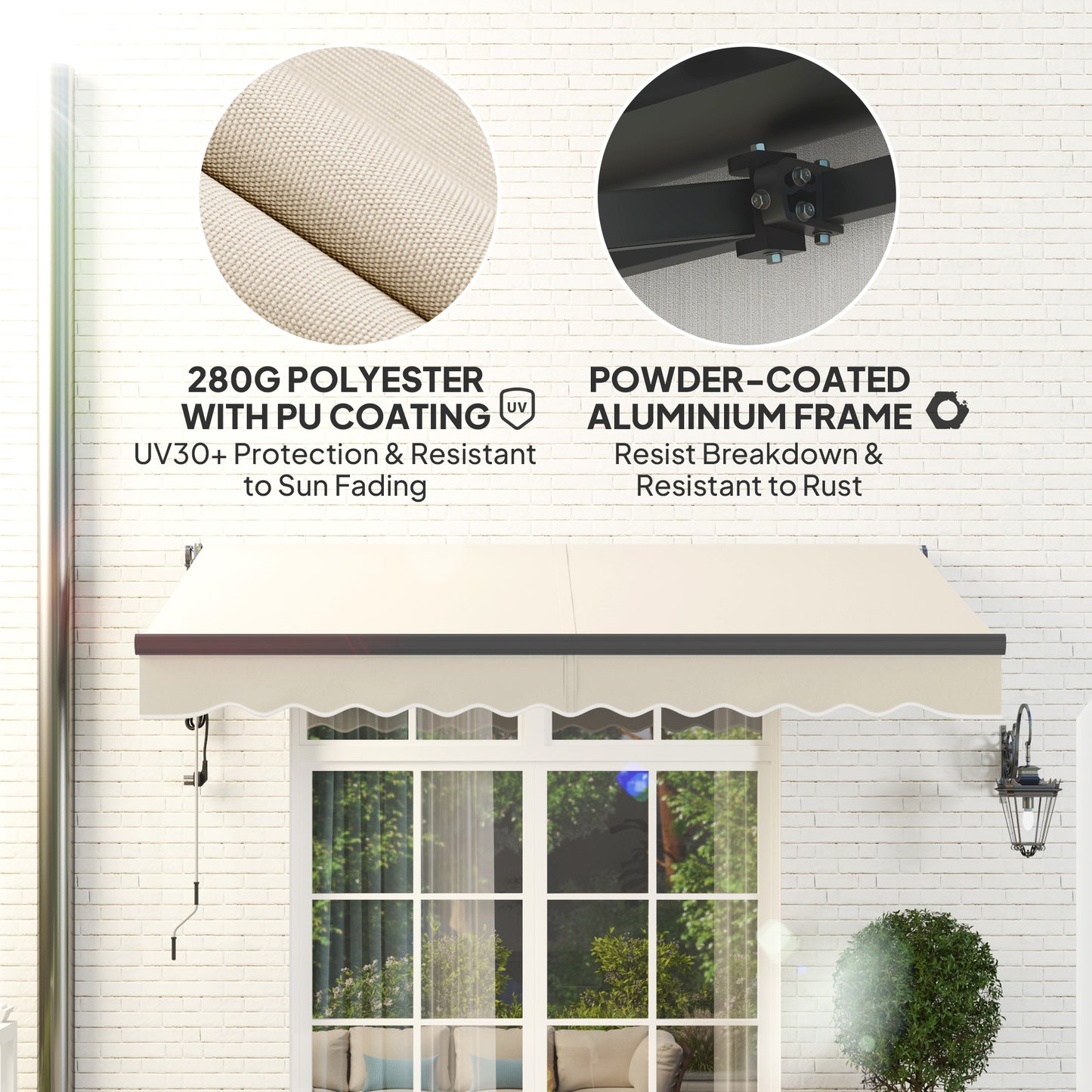 3 x 2.5m Electric Retractable Awning w/ Aluminium Frame Beige