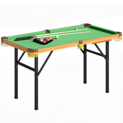 4FT Folding Pool Table, Mini Pool Game Billiards Table Set with 2 Cues, 16 Balls, Chalk, Triangle, Brush for Kids and Adults, Green