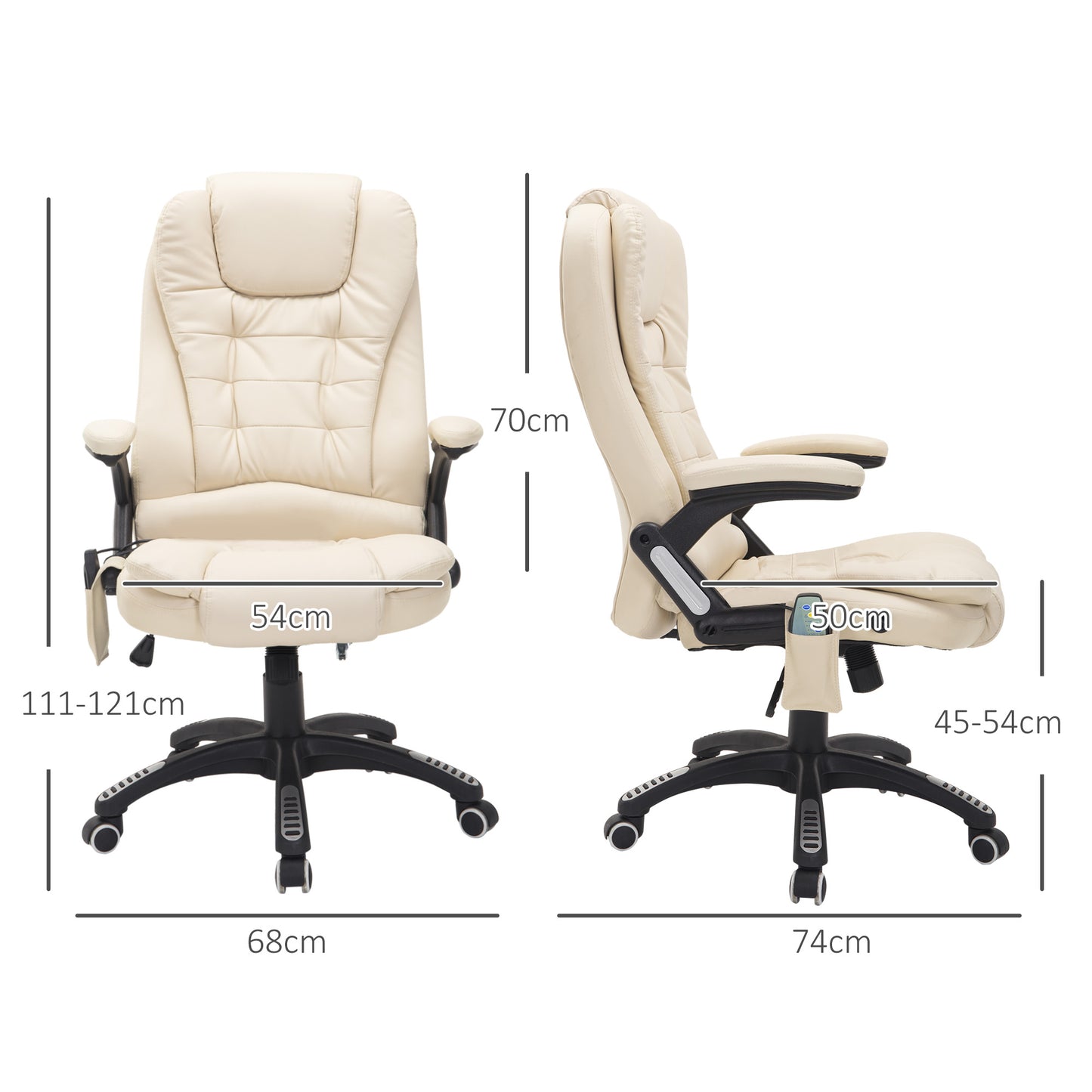 Heated Vibrating Massage Office Chair with Reclining Function, Beige