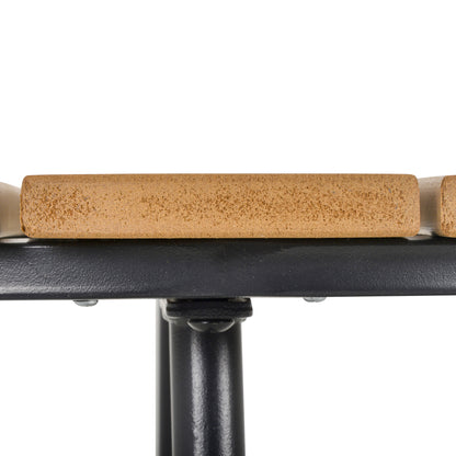 Round Outdoor Side Table Adjustable Leg Pads Natural Wood & Black