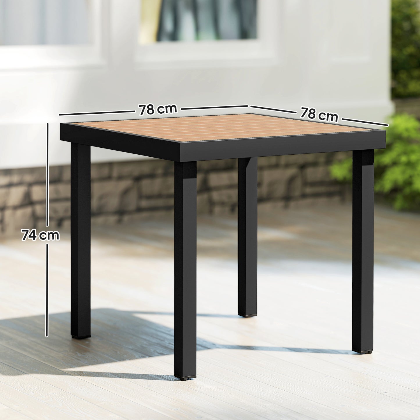 78 cm Garden Dining Table for 4, Square Outdoor Side Table, Natural