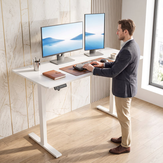 Electric Standing Desk With Memory Control & Adjustable Height - White
