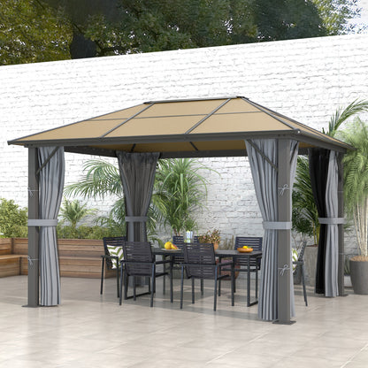 3 x 3.6m Hardtop Gazebo with Aluminium Frame and Curtains