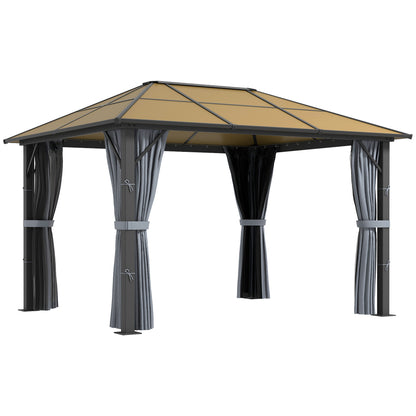 3 x 3.6m Hardtop Gazebo with Aluminium Frame and Curtains