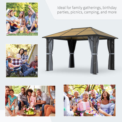 3 x 3.6m Hardtop Gazebo with Aluminium Frame and Curtains