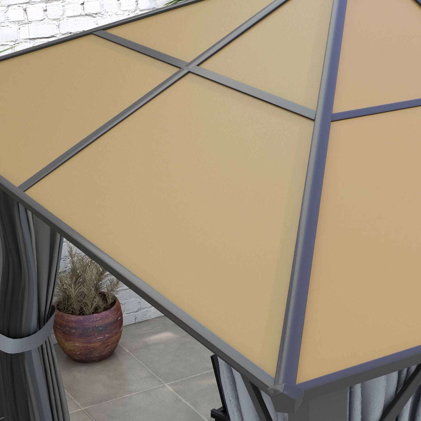 3 x 3.6m Hardtop Gazebo with Aluminium Frame and Curtains