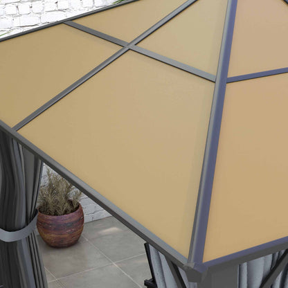 3 x 3.6m Hardtop Gazebo with Aluminium Frame and Curtains
