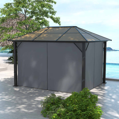 3 x 3.6m Hardtop Gazebo with Aluminium Frame and Curtains