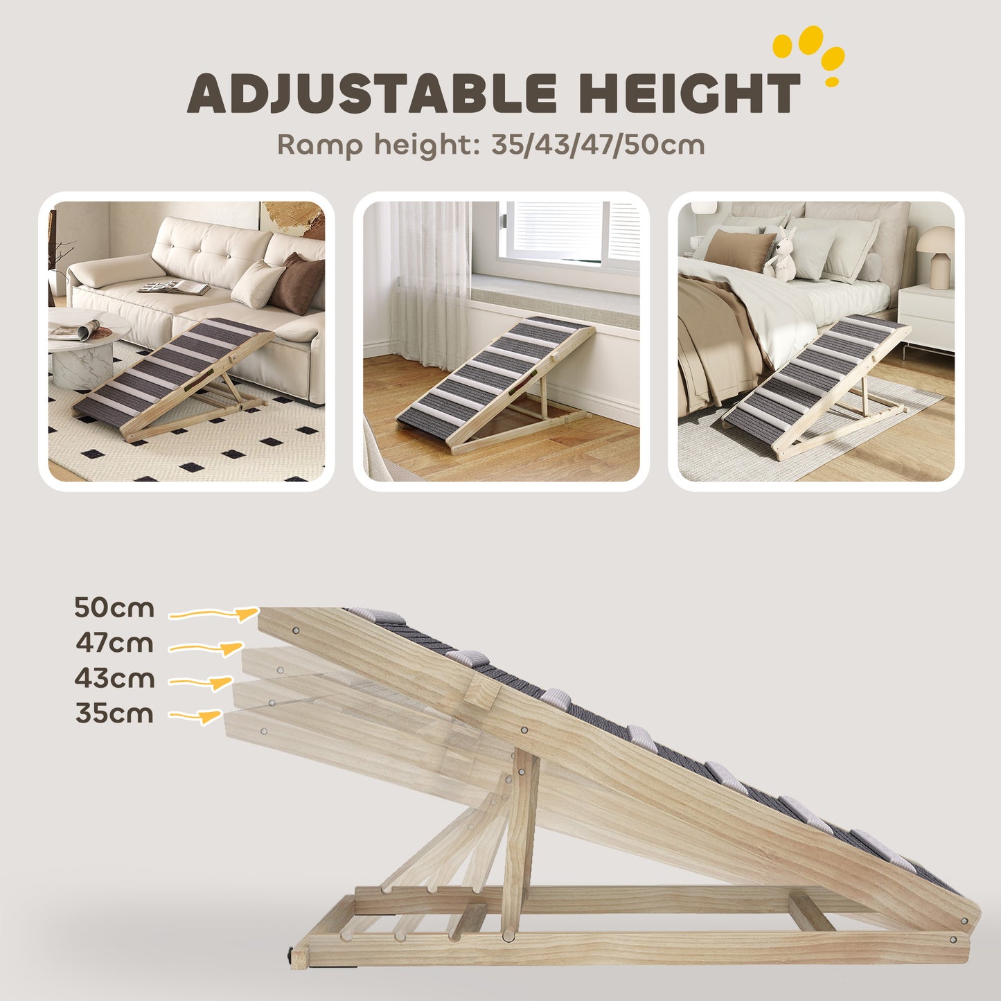 Dog Ramp for Couch, 4 Adjustable Height Dog Climbing Ladder for Bed