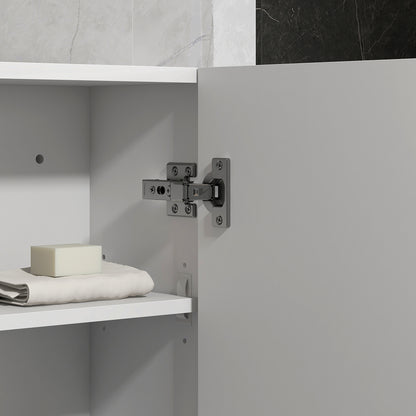 kleankin Bathroom Wall Cabinet, High Gloss Wall Mount Bathroom Storage Cabinet with Soft-Close Door, 3 Shelves, Adjustable Shelf for Hallway, Living Room, Over Toilet, 37x22.5x70 cm, White