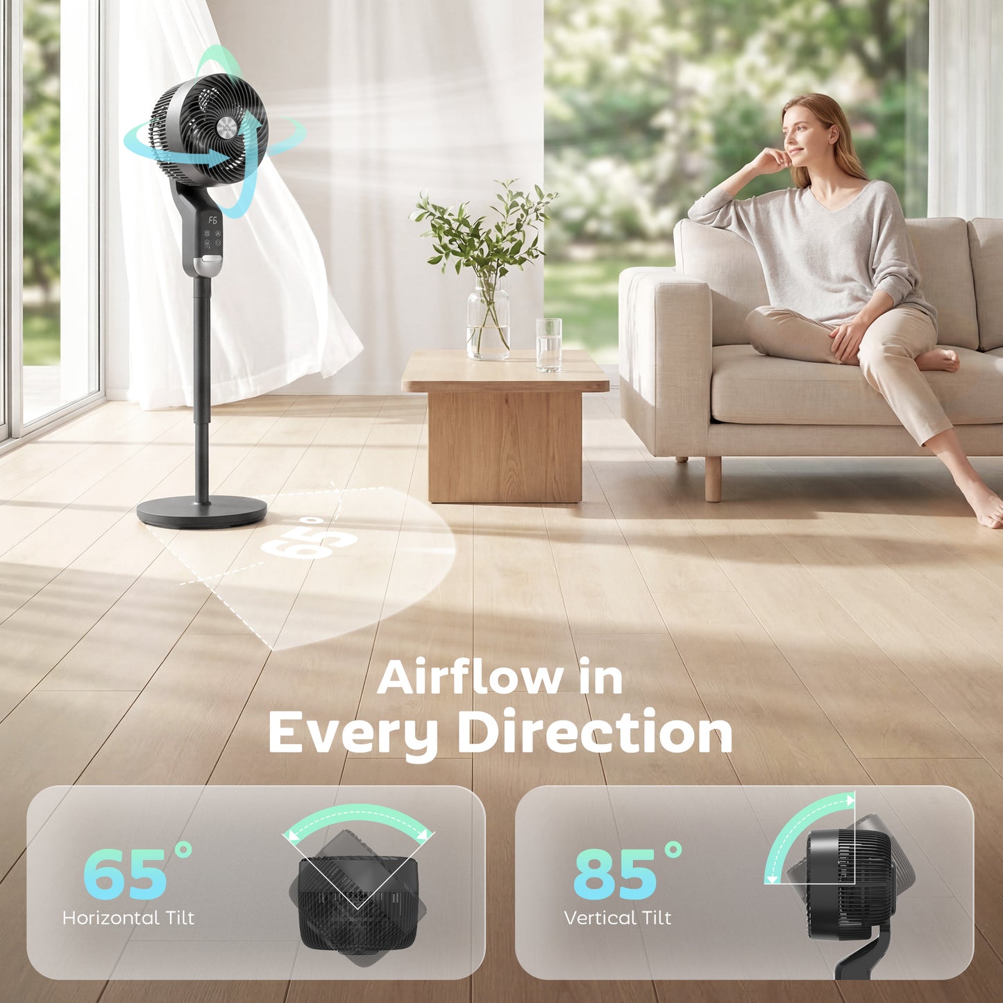 20 dB Standing Fan for Bedroom, Pedestal Fan with Oscillating