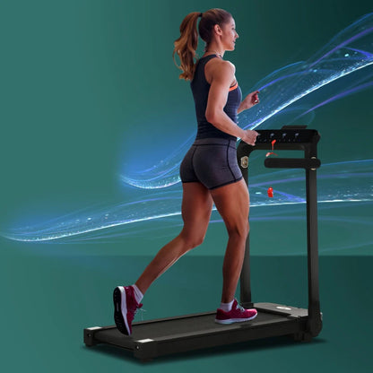 Ideal Treadmill With Handle Bars - 600W Foldable Steel Motorised Treadmill Black