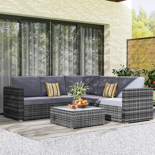 4 Pieces Rattan Furniture Set Sofa Chair Coffee Table Wicker Grey