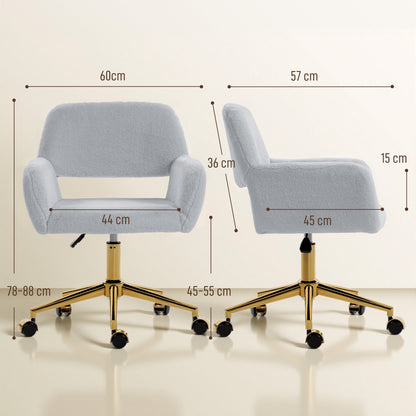 Swivel Office Chair, Vanity Desk Chair with Adjustable Height, Wheels