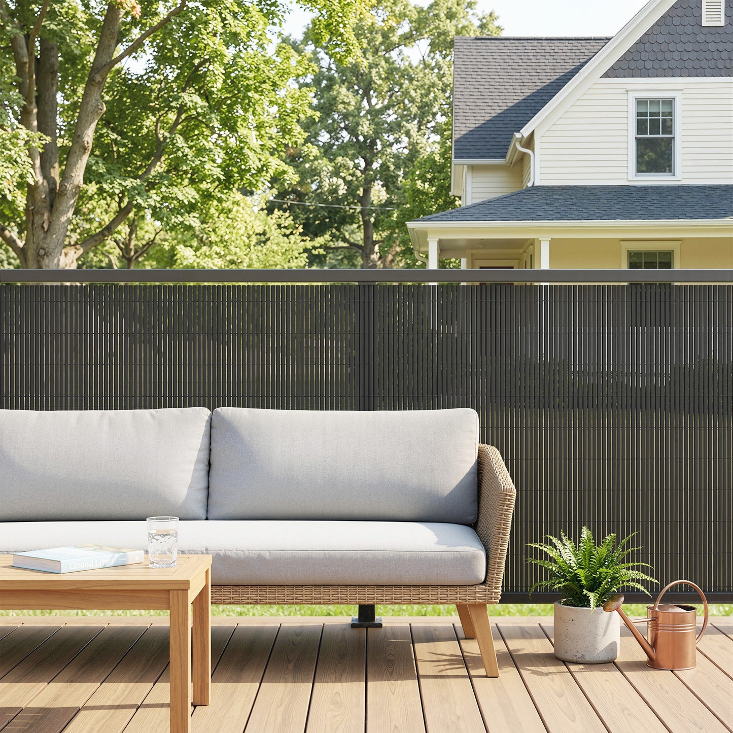 2Pcs Plastic Privacy Screening Fence, 1x5 m Windbreak Fence Grey