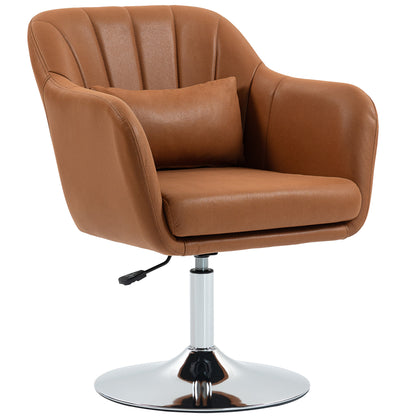Stylish Retro Swivel Tub Chair Steel Frame Cushion Seat Dark Brown