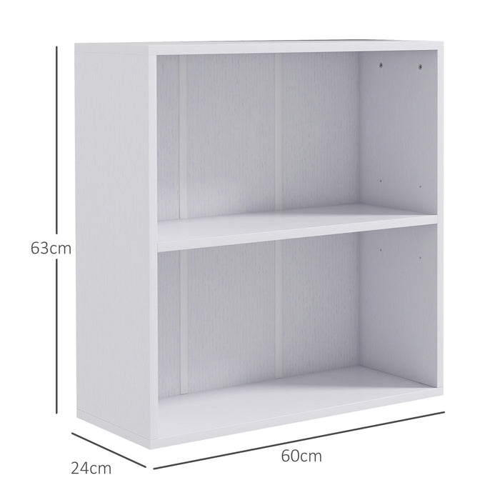 Bookshelf Display Storage Shelf with 2 Compartments for Study White