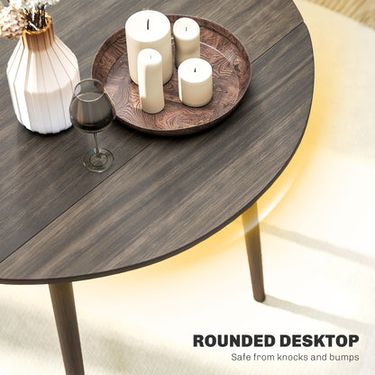 Foldable Dining Table, Round Drop Leaf Table, Wood Legs, Grey