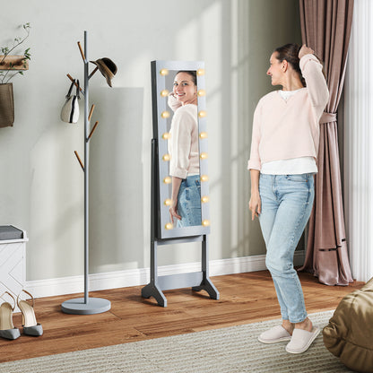 Freestanding LED Mirrored Jewelry Cabinet Grey