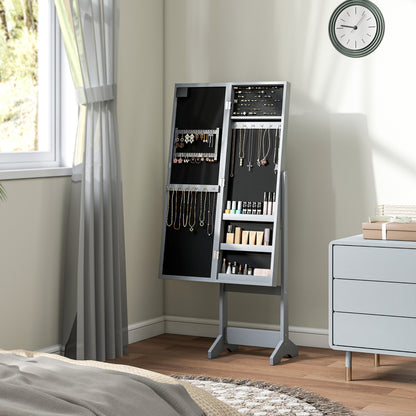 Freestanding LED Mirrored Jewelry Cabinet Grey