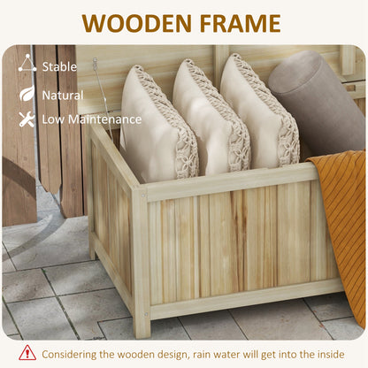 172 Litre Outdoor Storage Box, Wooden terrace Box, Natural
