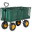 Large 4 Wheel Heavy Duty Garden Trolley Cart Wheelbarrow with Handle and Metal Frame - Green