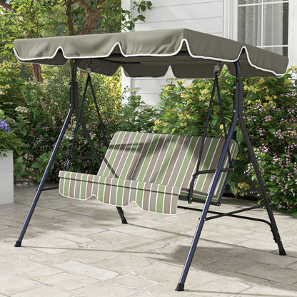 Outdoor 3-person Metal Porch Swing Chair Bench Canopy Green