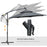 3(m) Cantilever Banana Parasol Hanging Umbrella with Double Roof, LED Solar lights, Crank, 8 Sturdy Ribs and Cross Base, Black