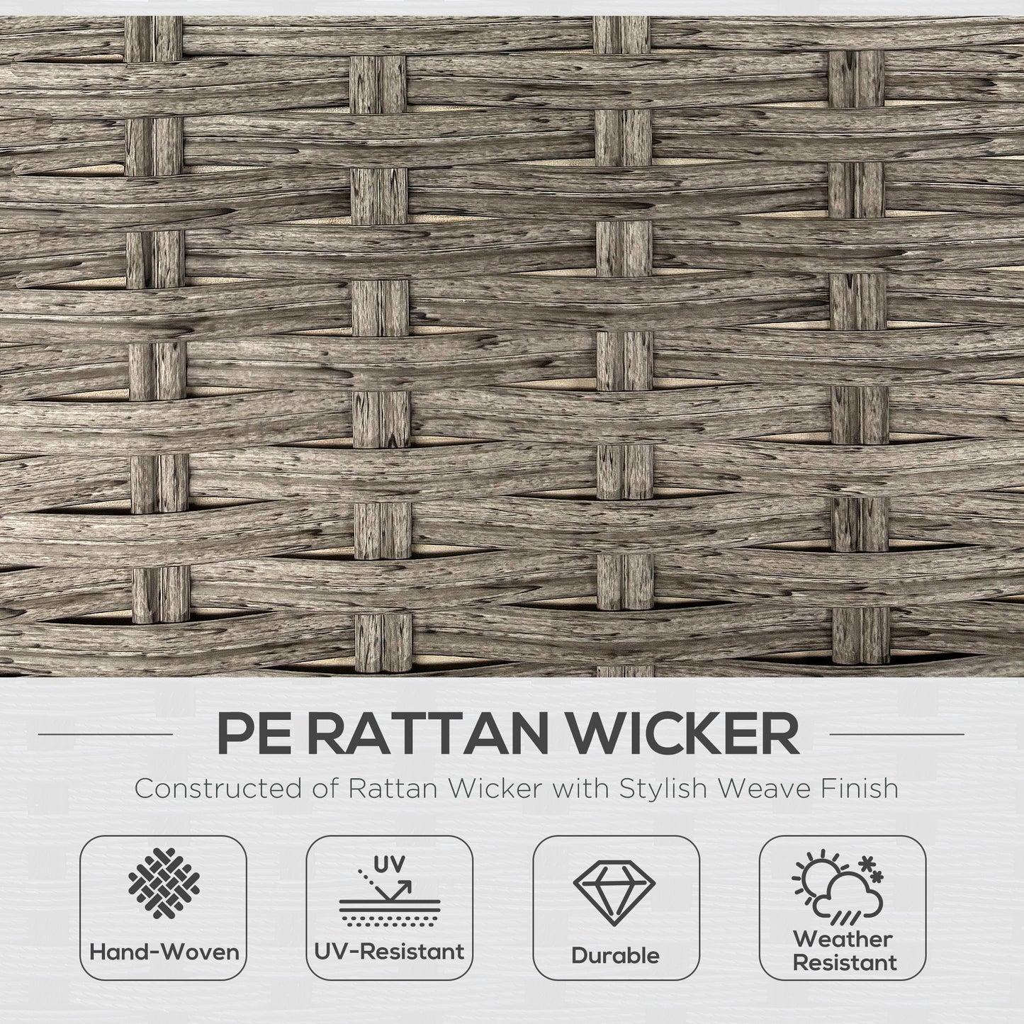 6 PCs Rattan Garden Furniture Sectional Corner Sofa, Light Grey