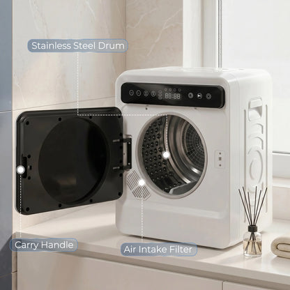 Vented Tumble Dryer, 5kg Wet Laundry/3kg Dry Capacity, 1000W Compact Front Tumble Dryer with Smart Drying, Stainless Steel Tub, Freestanding Stackable Clothes Drying Machine, White